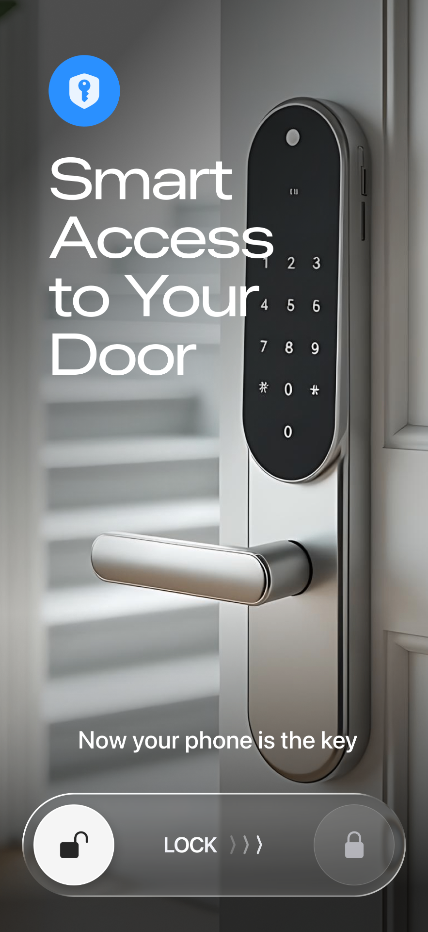 Smart Lukko home screen with one-tap door unlock